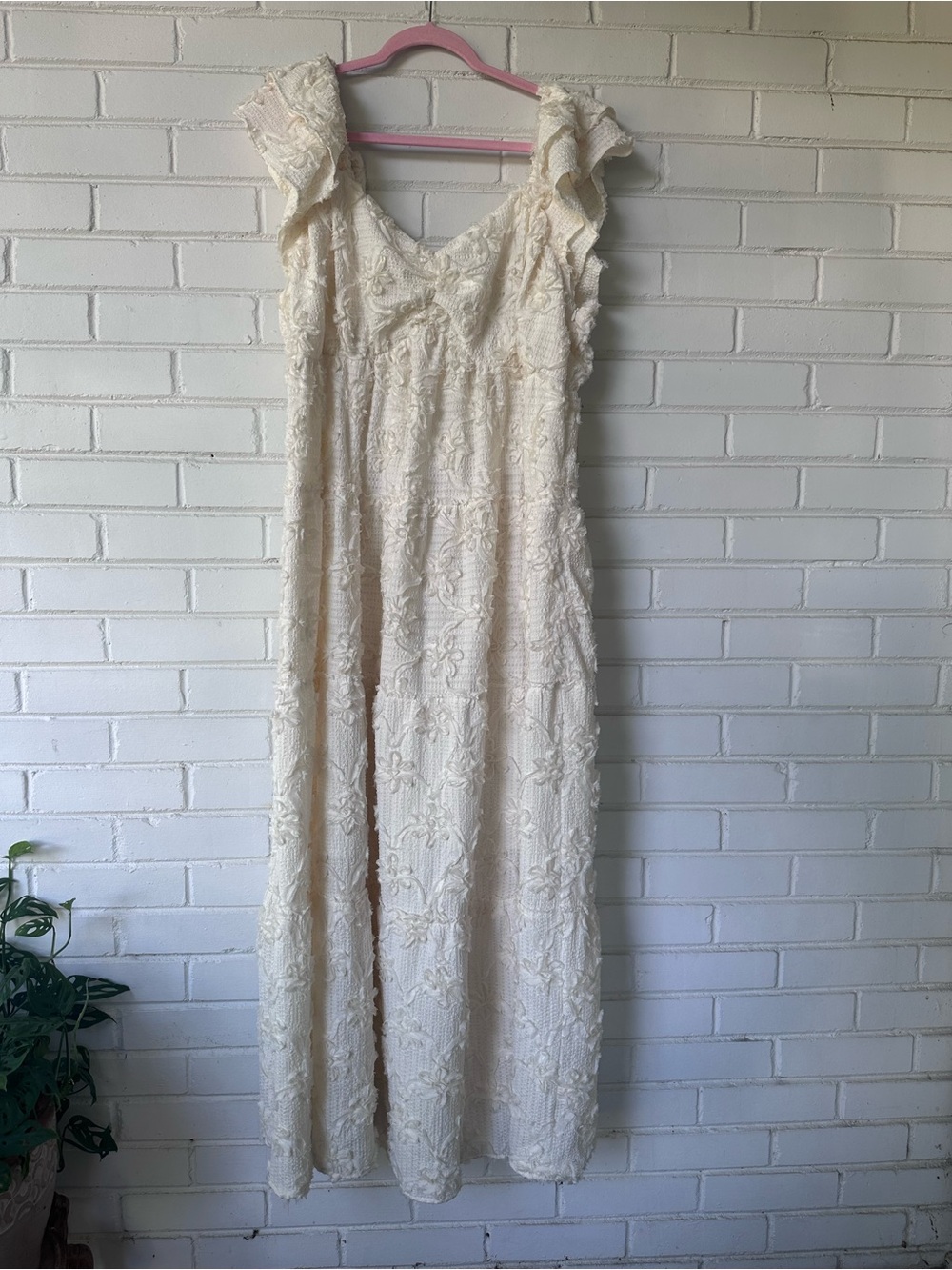 English Factory Ribbon Embroidered Tiered Maxi Dress - Ivory